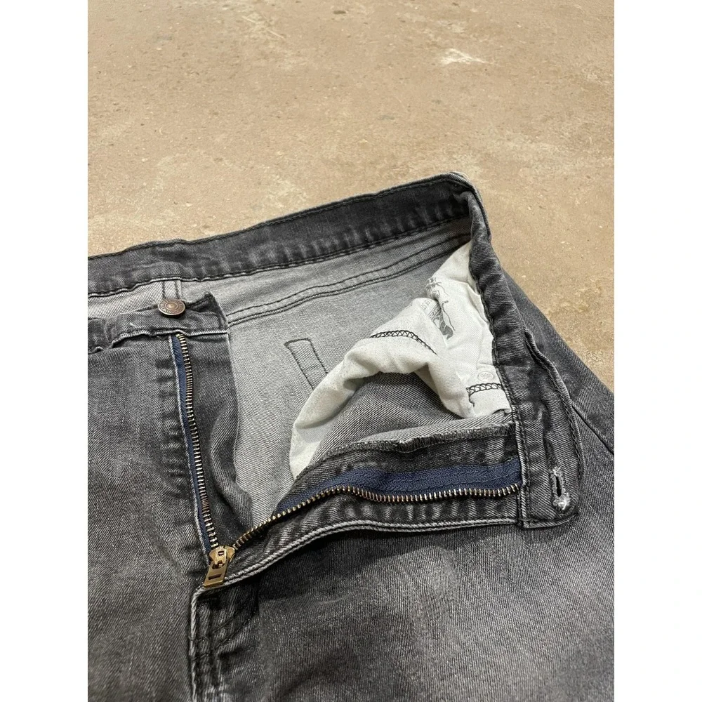 Levis 505 Jeans Mens 36x30 Gray Charcoal Stretch‎ Denim Straight Leg Zip Fly